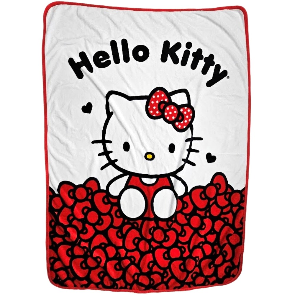 Hello Kitty Fleece Throw Blanket Pile Of Bows Soft Girls 40x60